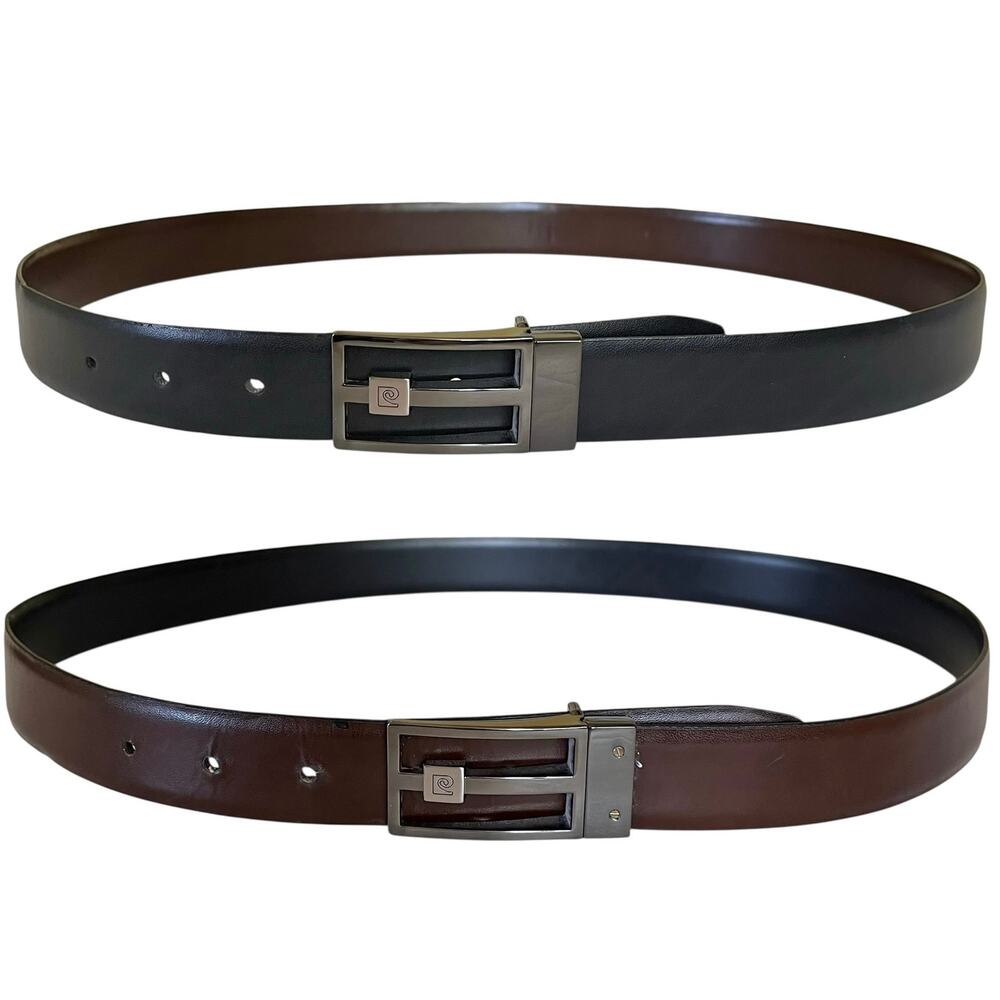 Pierre Cardin Vintage Swivel Buckle Reversible Leather Black Brown Belt Size 36